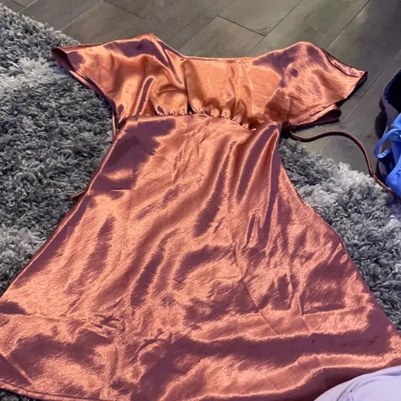 Free People | Dresses | Satin Rose Gold Dress | Poshmark